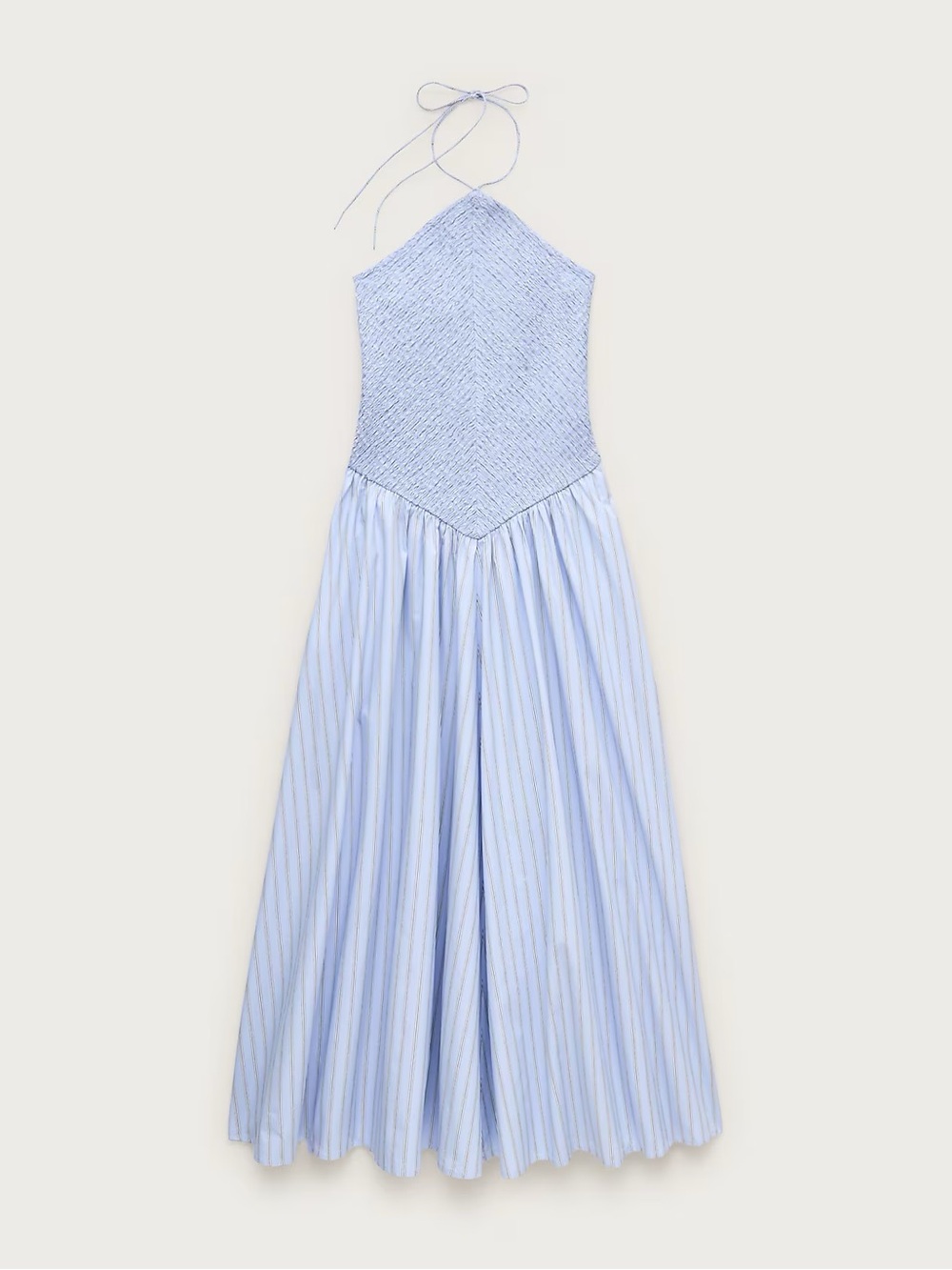 J.Crew Smocked Halter Midi Dress Faded Blue Stripe XS NWT